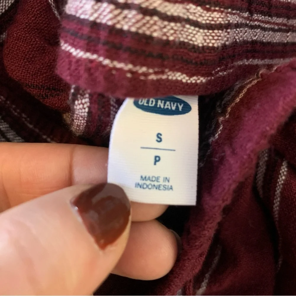 NWOT Old Navy Linen Blend Striped Pants Maroon Burgundy Pull-on Women’s Small - Picture 9 of 9